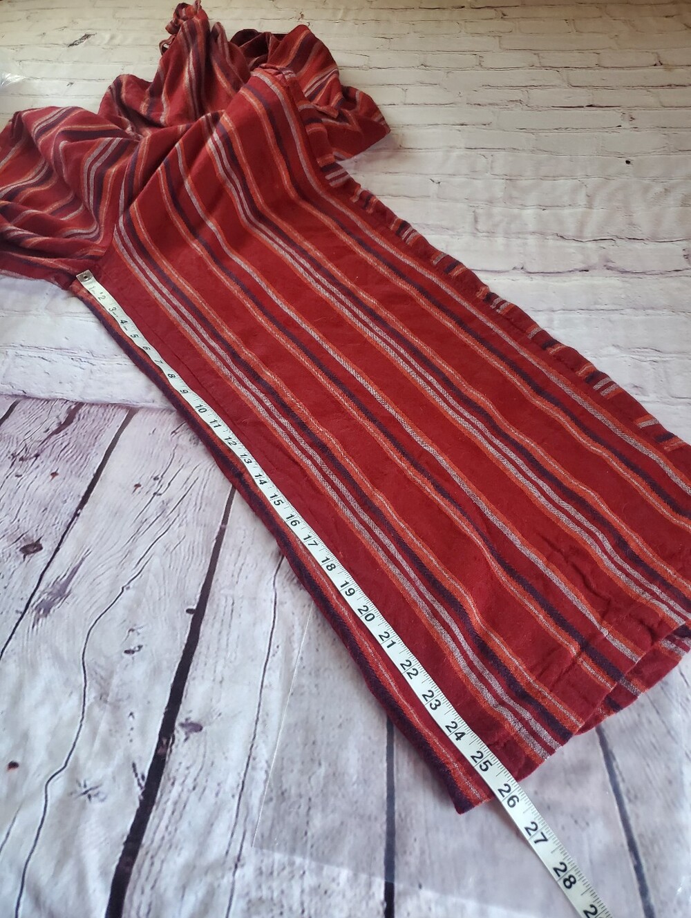 Indigo Rein Linen Blend Jumpsuit Striped Burgundy Sleeveless Wide-leg Beachy XL - Picture 11 of 11
